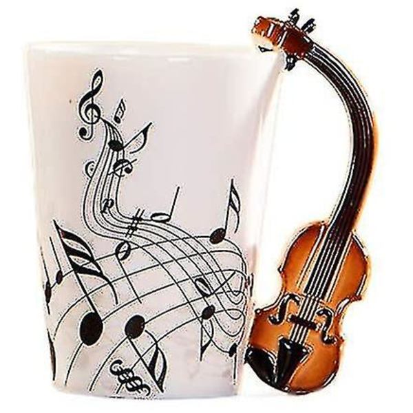 8,5oz Luova Musiikkimuki Viulun Muotoinen Kitarakeramiikkamuki Kahvi Tee Maito Viivoituskupit Kahvamukit Uutuuslahjat (viulu)-youxiu)