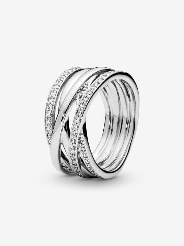 Pandora - Glittrande & Polerade Linjer Ring - Sterlingsilver Circumference: 54mm