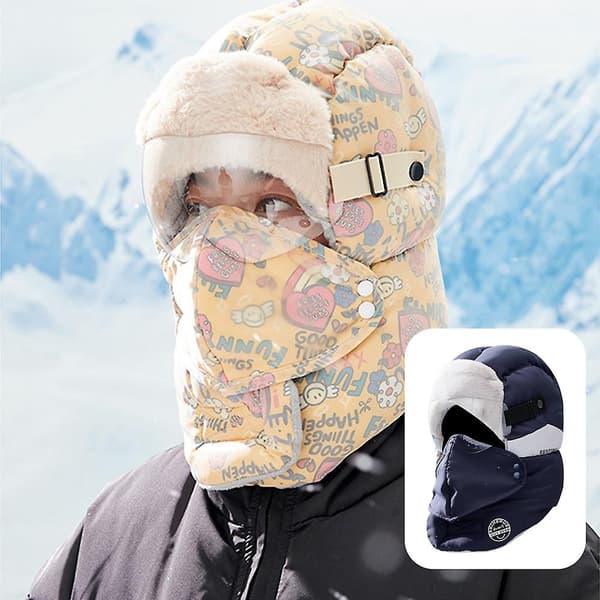 Vinter Vinter Utomhus Ridning Varm Och Kall Tät Bomullsmössa Vinter Vindtät Mössa Öronskydd blue