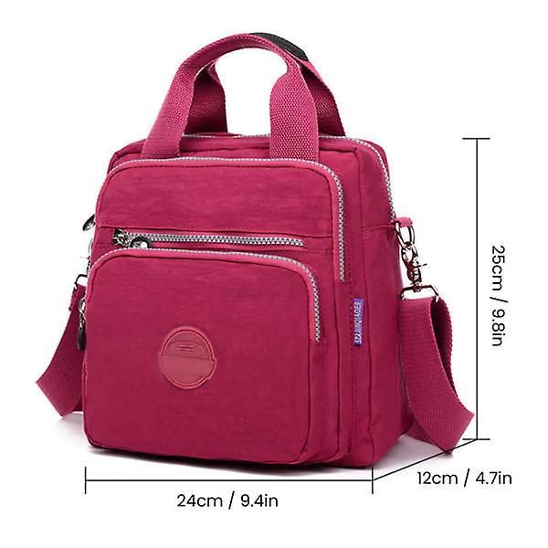 Casual nylon, resväska med stor kapacitet, vattentät handväska, 2-vägs slitage - svart, 24*12*25 cm