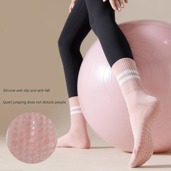 Pilates Sock Yoga Sock Grip Sock Sklisikre Yoga Sock Skid Sokker med grep One Size White