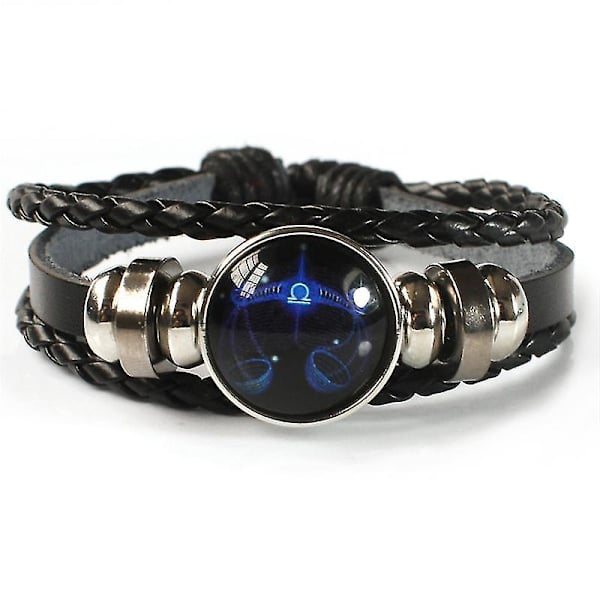 12 stjärntecken konstellation charm lysande armband män kvinnor mode flerskikts väv läder armband bangle födelsedagspresent Leo