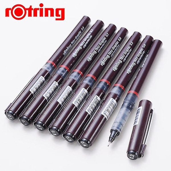5 st/förpackning Rotring Tikky Graphic Pigmented Ink 0,1/0,2/0,3/0,4/0,5/0,7/0,8 mm engångslinerpenna för grafisk design - konstmarkörer - 02mm