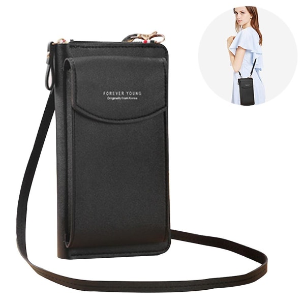 Pu læder blokerende crossbody mobiltelefon taske kompatibel med kvinder tegnebog pung
