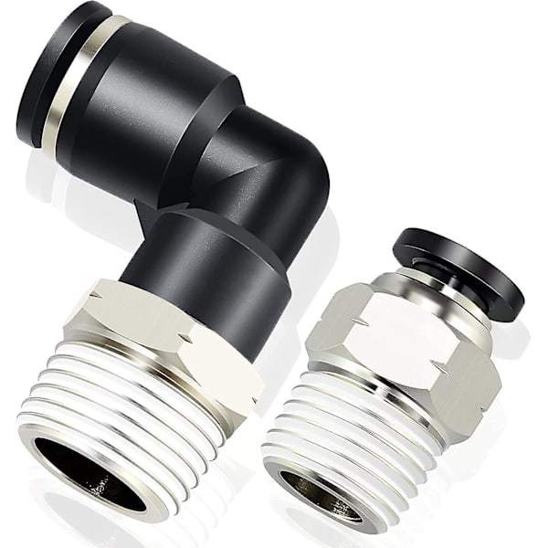 Yaju pneumatisk albue og lige rør kombination 1/4\" rør Od x 1/2\" Npt gevind trykforbindelsesfitting 6mm (4stk)