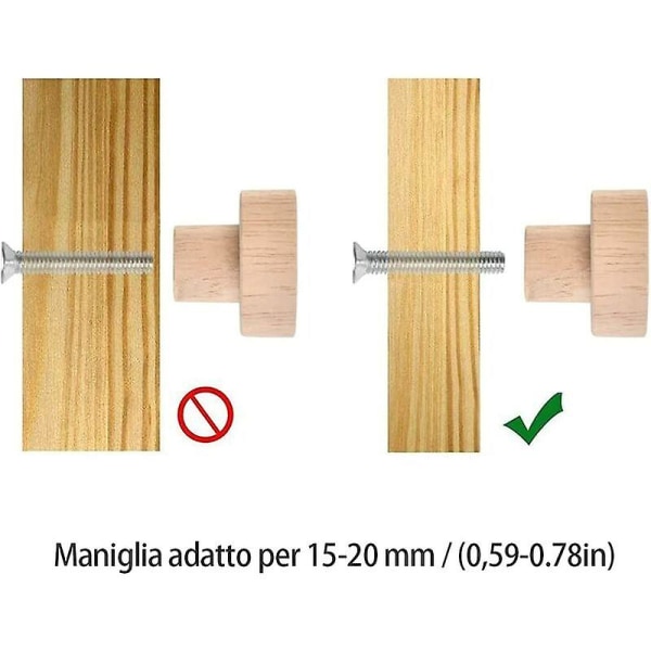 20 st träskåpshandtag runda naturliga träknoppar träskåpsknopp trä dörrknopp lådknopp lämplig för skåplådor skåp dressingar K