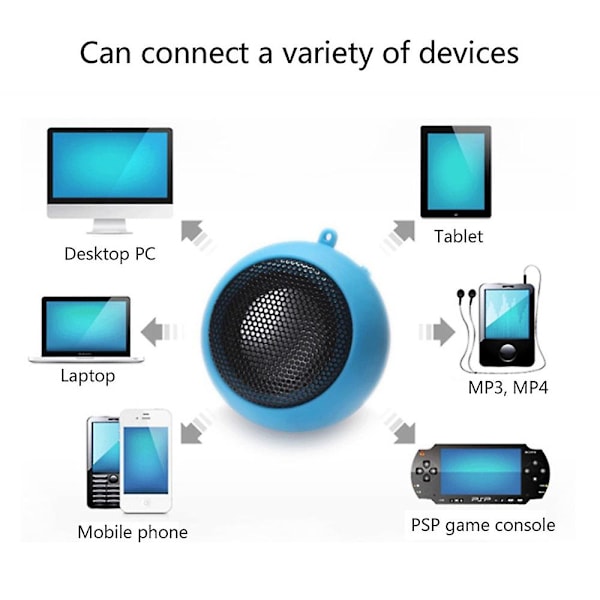 Minihögtalare 3,5 mm högtalare bärbar högtalare subwoofer musikhögtalare för PC-dator bärbar dator notebook med laddningskabel Blue