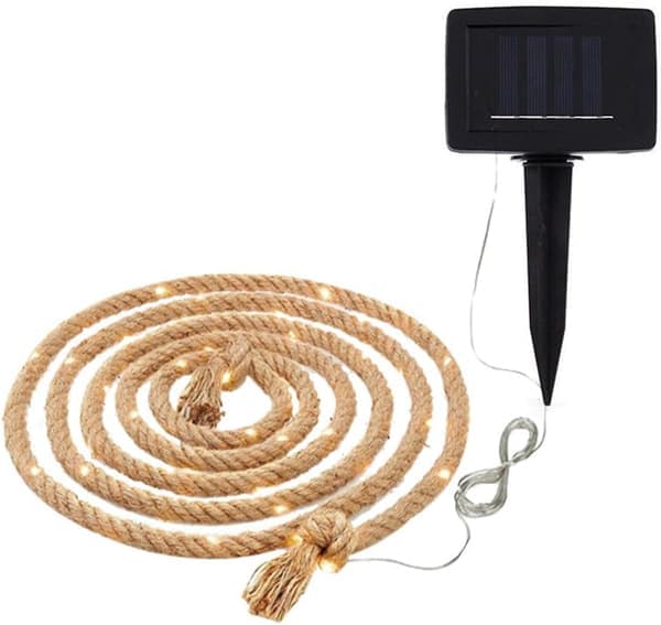 10m Vattentäta Jute Solcellsslingor med 200 LED för Utomhus, Inomhus, Uteplats, Pool, Sovrum