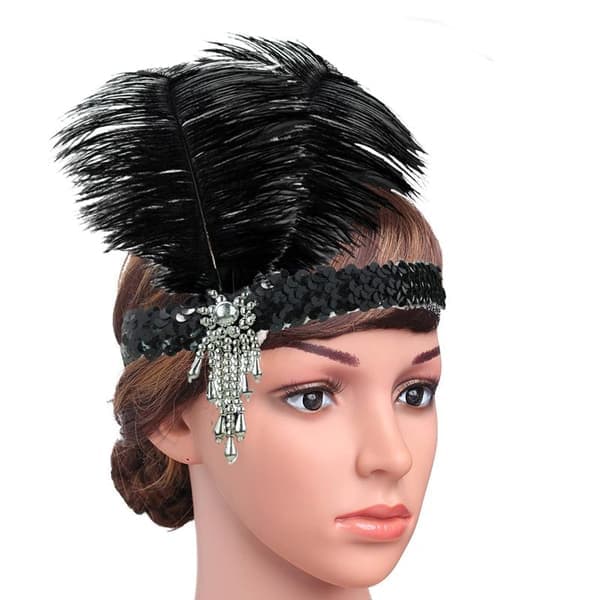Flapper pandebånd 1920'erne til kvinder 20'erne Vintage hårbånd sølv Silver