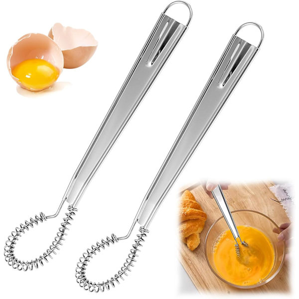 2-pakke Mini Visp Hånd Liten Hånd Visp Håndholdt Liten Egg Visp Visp Manuell Hånd Visp for Kaffe Saus Melk Blanding