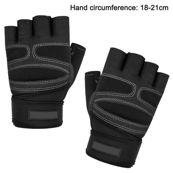 Fitness käsineet, puolisormen käsineet miehille ja naisille kuntoiluvälineet käsipainoharjoittelu L black- grey line(a pair)