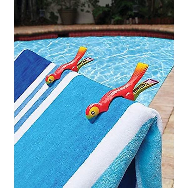 Parrot Bocaclips, strandhåndkleholdere, klips, sett med 2, strand-, uteplass- eller bassengtilbehør, bærbare håndkleklemmer, chipsklemmer, sikre klips