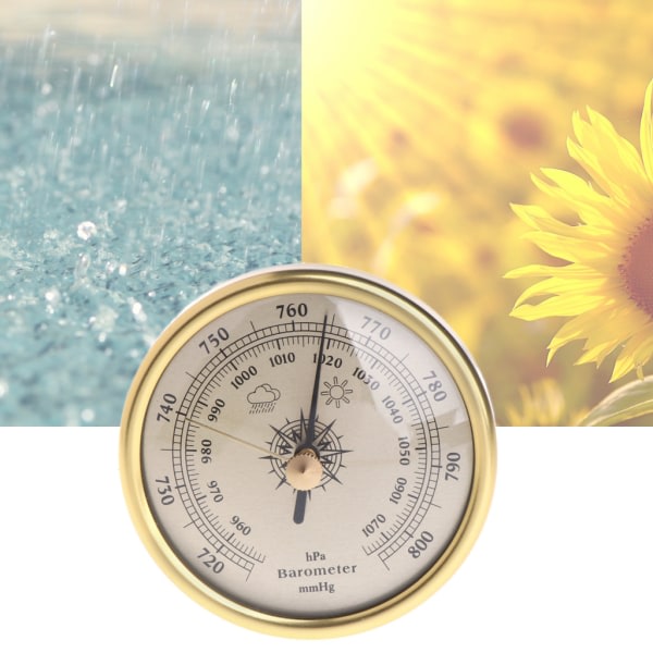 72mm Wall Hanging Barometer 1070hPa Gold Color Round Dial Weather Station Tool