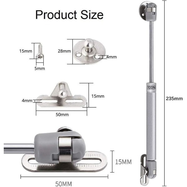 100N hydrauliske gassfjærer for møbler, gassfjærer for kjøkkenskap, hydrauliske møbelfjærer, gassfjærer for kjøkkenmøbler