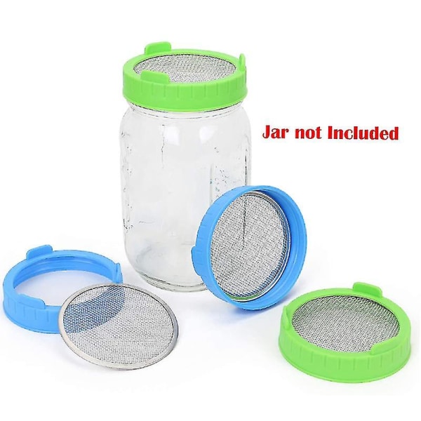 4 Pack Sprouting Lids, Plastic Sprout Lids With Stainless Steel Screen For Wide Mouth Mason Jars, S