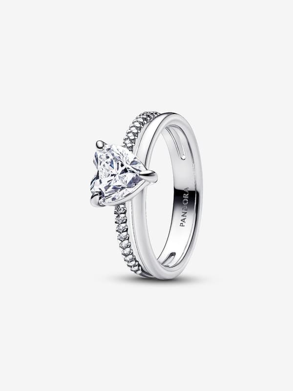 Pandora - Dobbel Bånd Hjerte Ring - Sterling sølv Circumference: 56mm