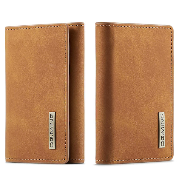 Dg.ming M1-serien PU-läder magnetisk absorption stängning Tri-fold ficka plånbok kontantkort hållare myntväska Brown
