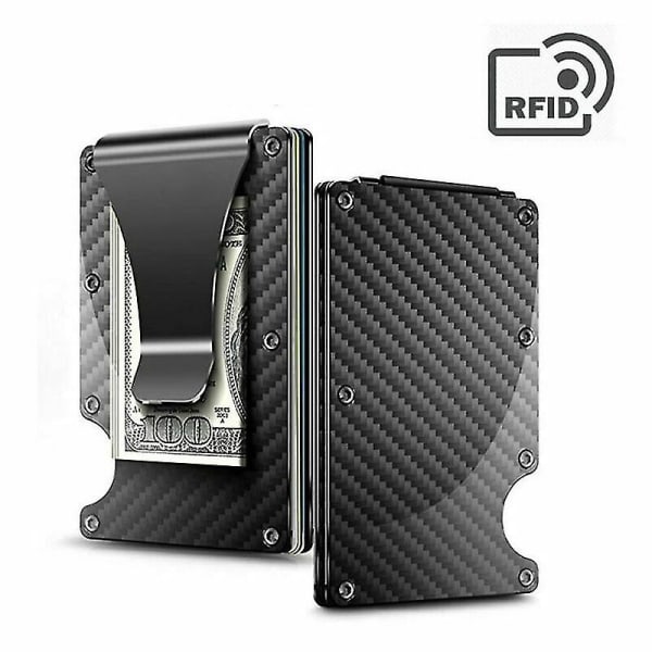 Rfid Blocking Carbon Fiber Minimalist Ridge Wallet Front Pocket Herrplånbok