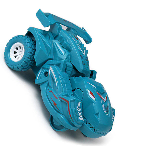 Dinosaurie Transformerande Bil Realistisk Deformation Inertial Scooter Småbarn Barn Leksak Cyan