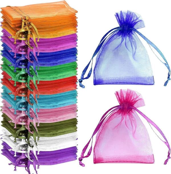 Organzapåsar 100-pack 9 x 7cm - Godispåsar - DIY - Påsar för Godis - Godispåse