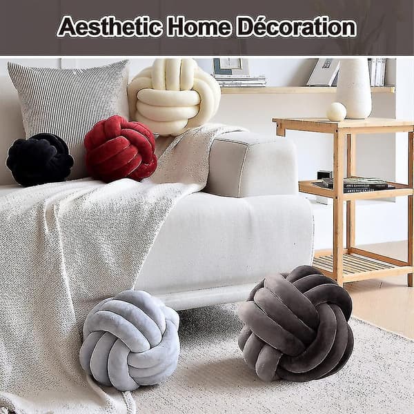 Knuten plyschkudde rund kudde för soffa sovrum säng 20CM Dark Grey