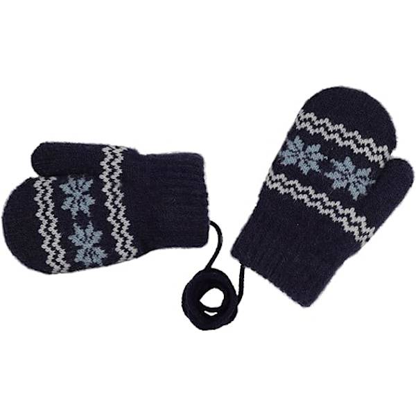 Baby Toddlers Varm Vantar Magic Stretch Vantar Handskar på Snöre Pojkar Flickor Stickade Vantar Tjockna Fleece Foder Nyfödda Vantar Full Finger Vantar