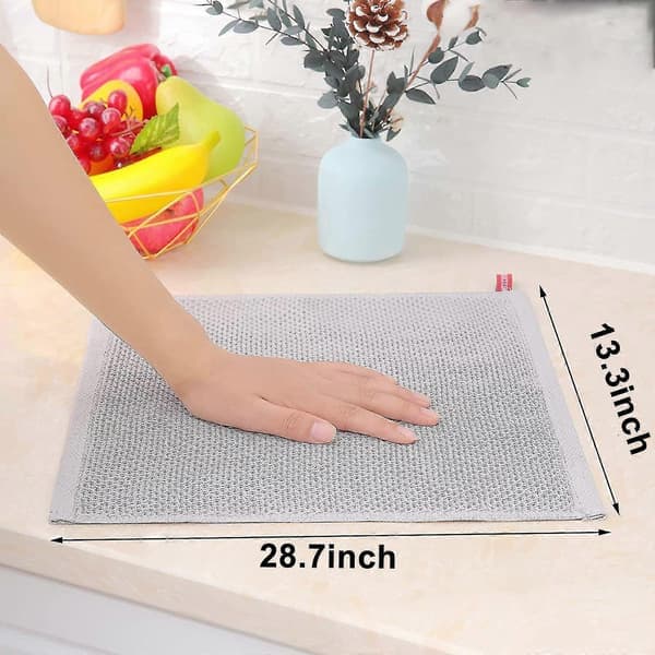 6-pak bomuldsvaffelvævede køkkenviskestykker, ultrabløde absorberende hurtigtørrende viskestykker lysegrå 34*73cm Light gray 34*73cm