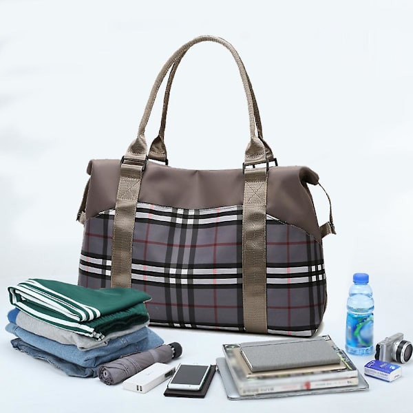 Reise Weekender Bag Overnatting Duffel Bag Gym Tote Bag I Trolley Håndtak grey