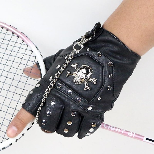 Steampunk gotiska handskar för män, vintage läder kapten fingerlösa handskar