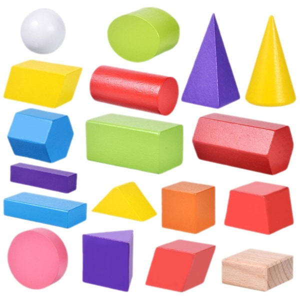 18 kpl Geometriset puupalikat Geometriset muodot lohkot muotoon sopivat leikkikalut
