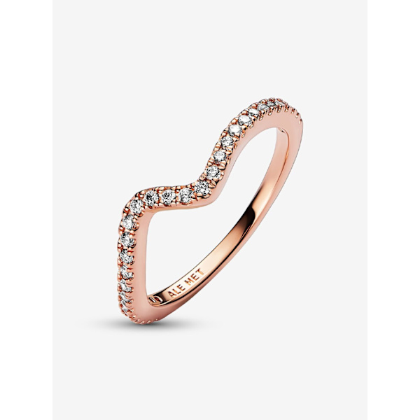 Pandora - Sparkling Wave Ring - 14k rosaguld plating Circumference: 54mm