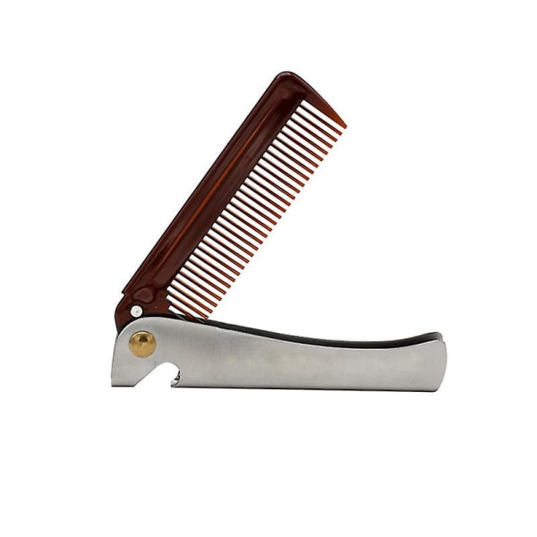 Folding Beard Comb Pocket Hair Mustache Comb Stainless Steel Light Grey For Men Styling Hair Piecebronytail(1pc, Brown Silver)