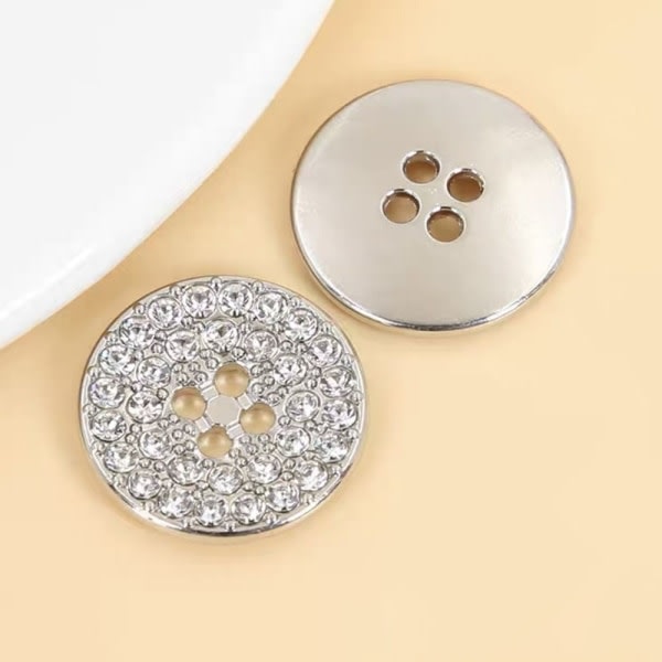 Metall Rhinestone Buttons Skjorte Buttons silver 15MM10pcs-10pcs