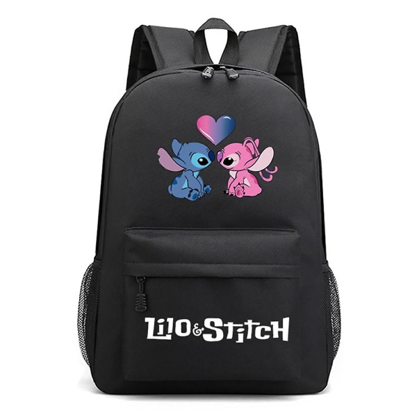 Disney Lilo & Stitch tegneserierygsæk til skole, let vandtæt bogtaske Casual dagsaske til mellemskolebørn Black