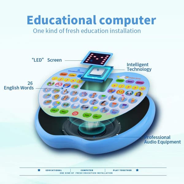 Multifunktionell inlärningsplatta för småbarn - Perfekt pedagogisk present Blue