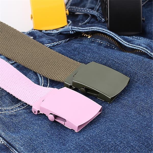 Unisex slät spänne canvas vävd bälte Pink