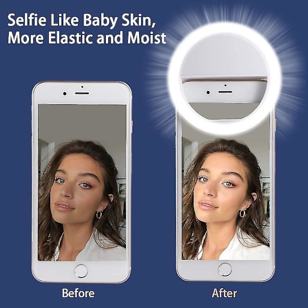 Selfie Lys til Iphone & Android Bærbar Klips-På Ring Selfie Lys Flash med 36 Genopladelige LED
