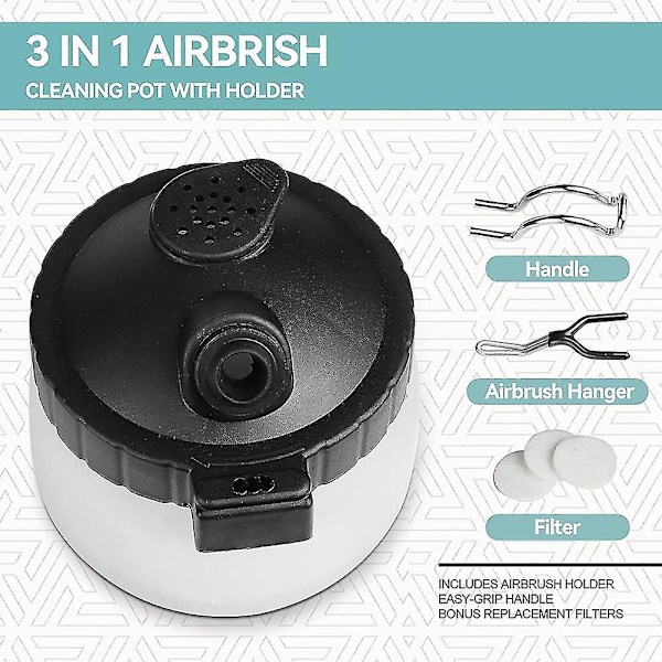 13-osainen Airbrush-puhdistussarja - Airbrush-puhdistuslasi pidikkeellä, minisiveltimellä
