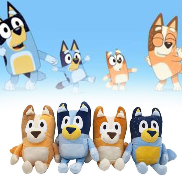 Bomuldsplysjelegetøj Hund Bluey Tegneserie Udstoppet Plysjelegetøj Gaver Til Anime-Fans Blue With Spots 28Cm