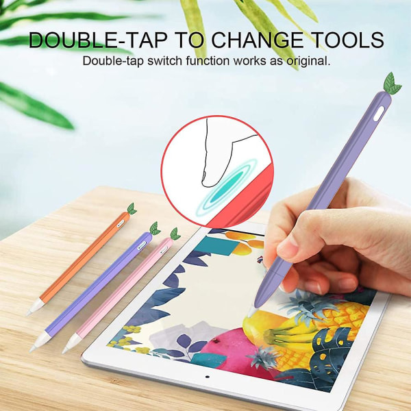 Case Sleeve Cute Fruit Design Silikoni pehmeä cover , joka on yhteensopiva Apple Pencil 2nd Gen -kynän kanssa Grape