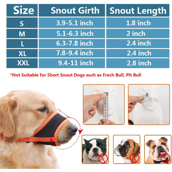 Soft Air Mesh hundmunkorg för små/medelstora/stora hundar, drickbart justerbart skonsamt husdjursmunkorg 5 storlekar (orange, M)
