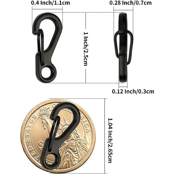 2,5 cm Lille karabinhageclips, aluminium nøglering klips snapkrog Lille karabinhage klips til nøgler, rygsæk, fiskeri, camping, udendørs