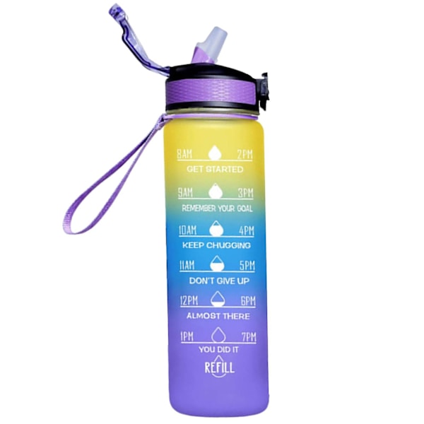 1000 ml gratis motivationsvattenflaska med tidsmarkör, fitnesskannor, gradientfärgade koppar, utomhusfrostad vattenflaska Style 1