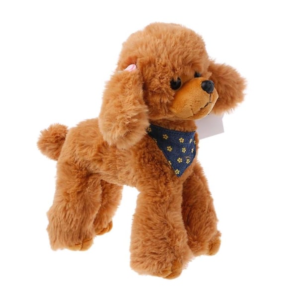 Mjukdjur Hund Pudel Hög Simulering Barn Gåvor Dockor Fyllda Härlig Halsduk Light brown