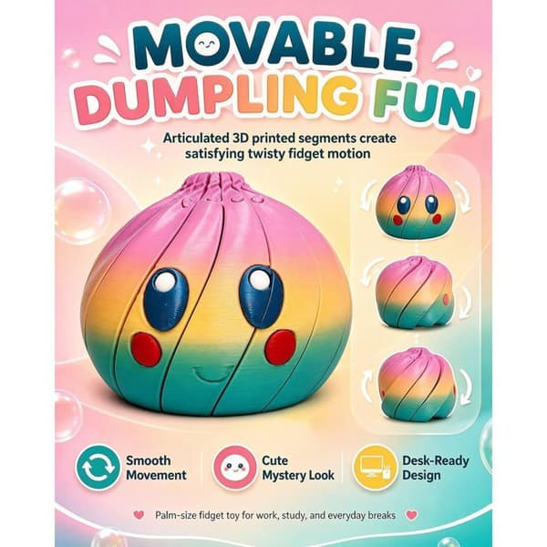 3D Dumpling Squishy Blind Box, Vridbar Fidget med Etui, Artikulerende Skrivebordsfigur, Håndflatestørrelse Stresslindrende Sensorisk Leketøy, Nyhetsgave