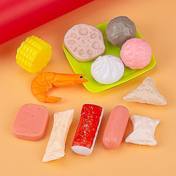 Keittiölelut Leikkiruoka Hot Pot Vihannekset Grilli Leikkaa Ja Che Le Poika Ja Tyttö Ruokailusetti Set of 13 pieces