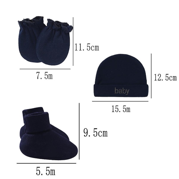 Nyfödd Däckmössa Anti-scratch Handskar Baby Baby Mössa Anti-scratch Ansiktshandskar Fotskydd navy blue