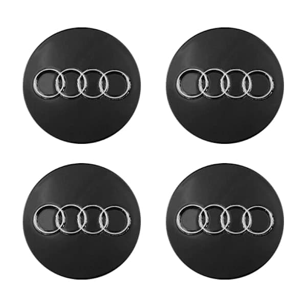 Plastik centerkapsler til AUDI 60mm 4-pak Sort med kromkant Sort med kromkant sort black