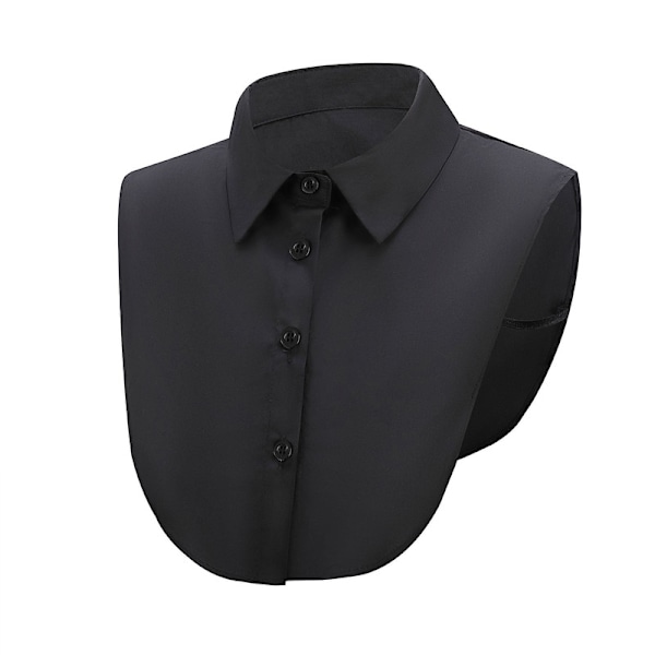 1 Stykke Svart Falsk Krage Avtakbar Dame Halv Skjorte Kant Black