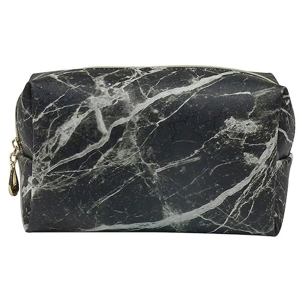 Makeup Bag Bärbar Resa Liten Dragkedja Kosmetiska Väskor Marbled black